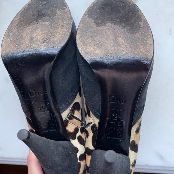 CHRISTIAN DIOR Platform Hair On Leopard trimmed with Black Suede Ankle Booties - Picture 13 of 14